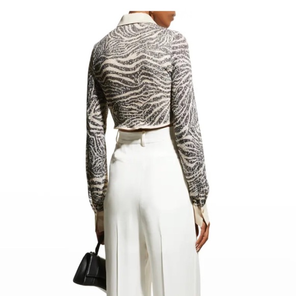 IN THE MOOD FOR LOVE Lina Sequined Zebra Button-Front Crop Top - Picture 4 of 10